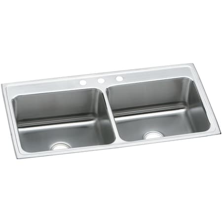 Elkay Lustertone Classic Stainless Steel 43" x 22" x 12-1/8" Equal Double Bowl Drop-in Sink DLR4322125
